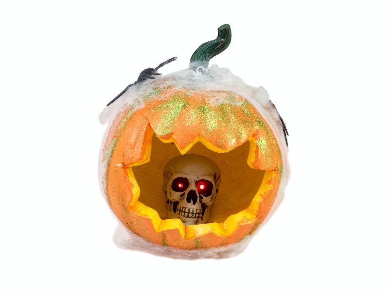 Europalms Halloween Pumpkin in Spider Web, 25cm