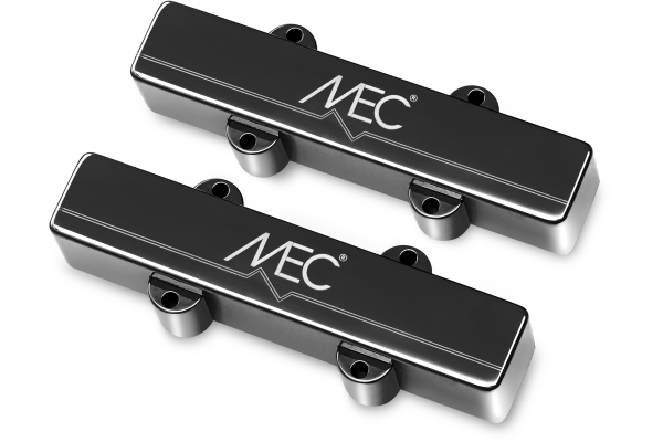 MEC Pickups  Active J/J-Style Bass Pickup Set, Metal Cover, 5-String - Black Chrome