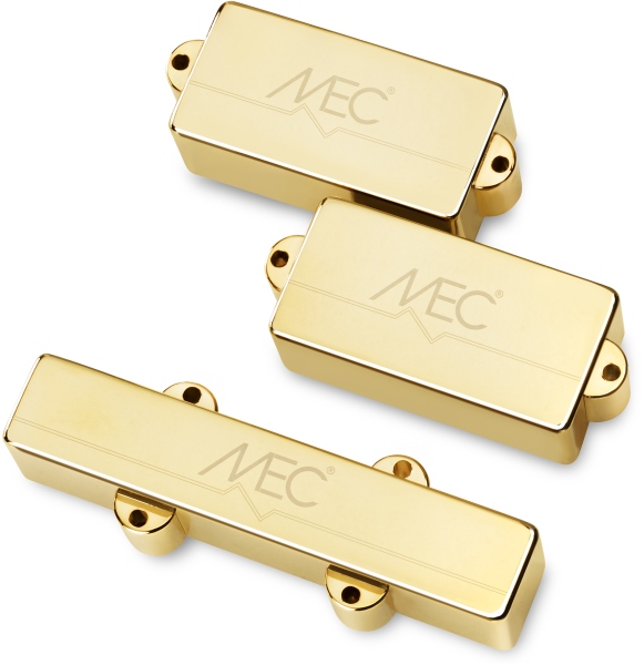 MEC Pickups Active P/J-Style Bass Pickup Set, Metal Cover, 4-String - Gold