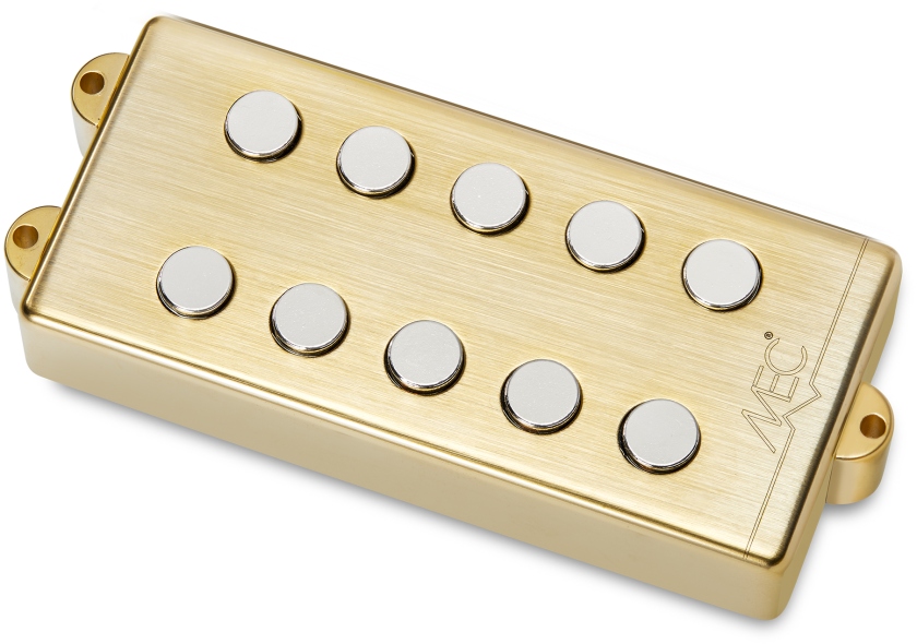 MEC Pickups Passive MM-Style Bass Pickup, Metal Cover, 5-String, Bridge - Brushed Gold