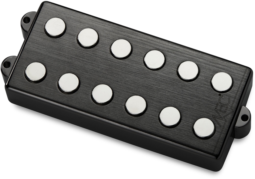 MEC Pickups Passive MM-Style Bass Pickup, Metal Cover, 6-String, Bridge - Brushed Black Chrome
