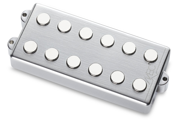 MEC Pickups  Passive MM-Style Bass Pickup, Metal Cover, 6-String, Bridge - Brushed Chrome