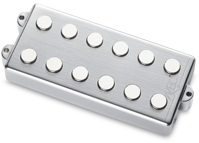 MEC Pickups Passive MM-Style Bass Pickup, Metal Cover, 6-String, Bridge - Brushed Chrome