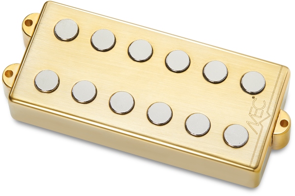 Passive MM-Style Bass Pickup, Metal Cover, 6-String, Bridge - Brushed Gold