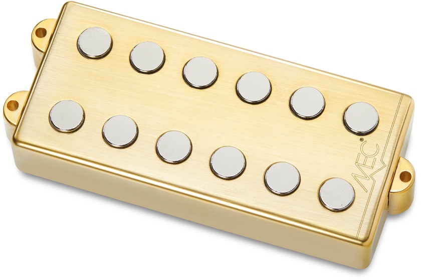 MEC Pickups Passive MM-Style Bass Pickup, Metal Cover, 6-String, Bridge - Brushed Gold