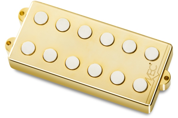  Passive MM-Style Bass Pickup, Metal Cover, 6-String, Bridge - Gold