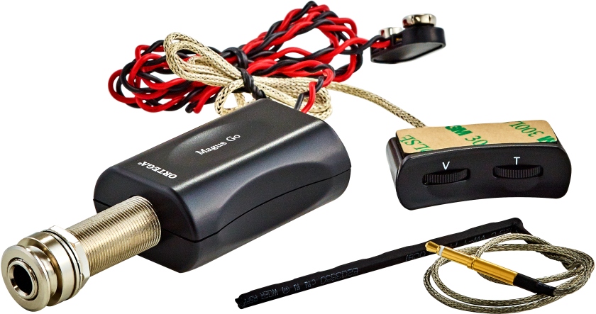Ortega Output Jack /Preamp Set + 4 Element Piezo Bar - Ukulele