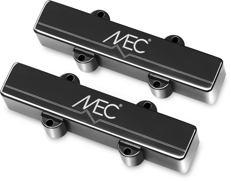 MEC Pickups Active J/J-Style Bass Pickup Set, Metal Cover, 4-String - Black Chrome