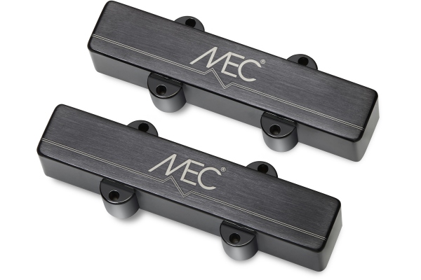 MEC Pickups  Active J/J-Style Bass Pickup Set, Metal Cover, 4-String - Brushed Black Chrome