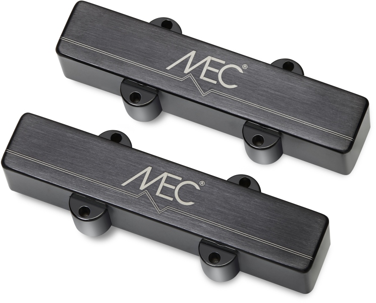 MEC Pickups Active J/J-Style Bass Pickup Set, Metal Cover, 4-String - Brushed Black Chrome