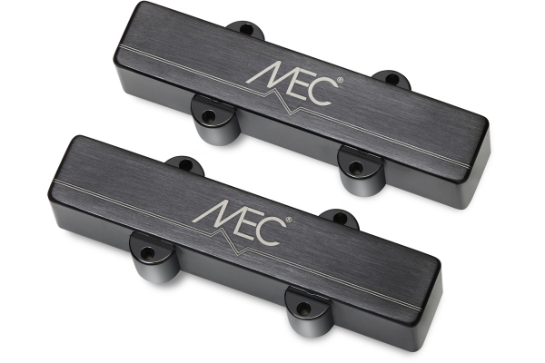 MEC Pickups  Active J/J-Style Bass Pickup Set, Metal Cover, 5-String - Brushed Black Chrome