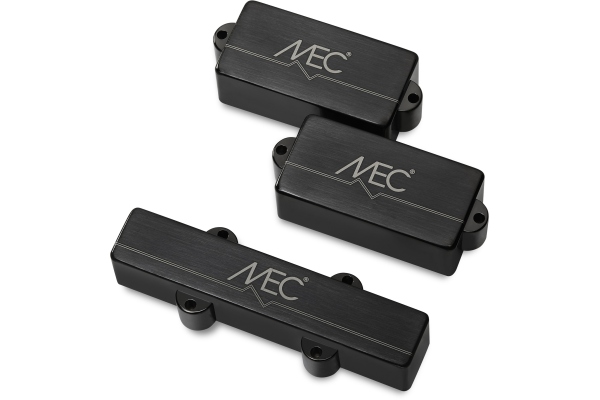  Active P/J-Style Bass Pickup Set, Metal Cover, 4-String - Brushed Black Chrome