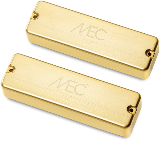 MEC Pickups Active Soapbar Humbucker Bass Pickup Set, Metal Cover, 5-String - Brushed Gold