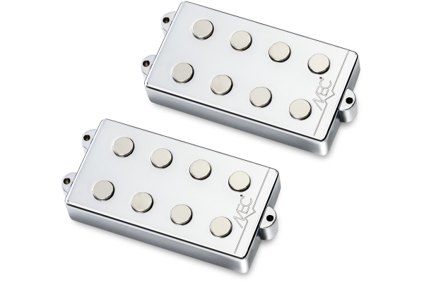  Passive MM-Style Bass Pickup Set, Metal Cover, 4-String - Chrome