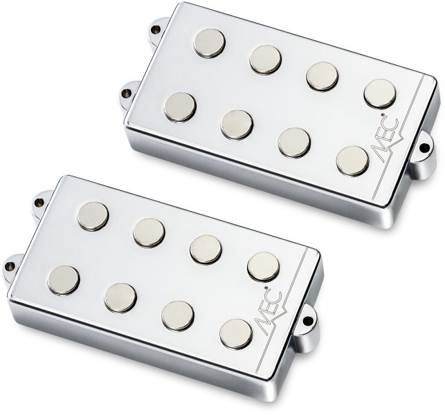 MEC Pickups Passive MM-Style Bass Pickup Set, Metal Cover, 4-String - Chrome