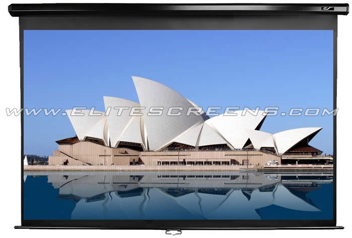 Ecran de proiectie de perete/tavan cu proiectie frontala retractabil cu actionare manuala Elitescreens M106UWH