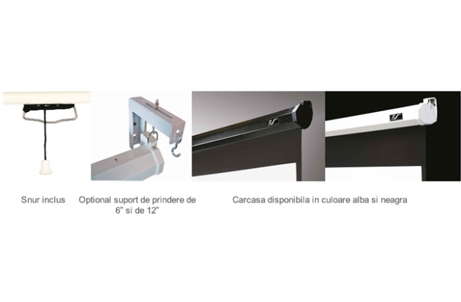 Ecran de proiectie de perete/tavan cu proiectie frontala retractabil cu actionare manuala Elitescreens M120UWH2