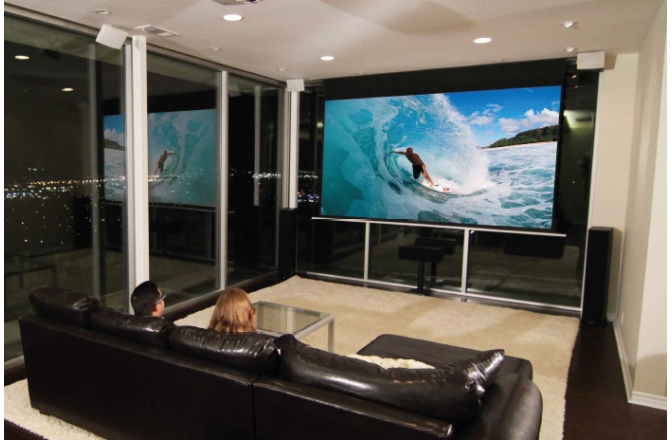 Ecran de proiectie electric incastrabil in tavan Elitescreens Evanesce Tab-Tension Series 271cm x 169cm