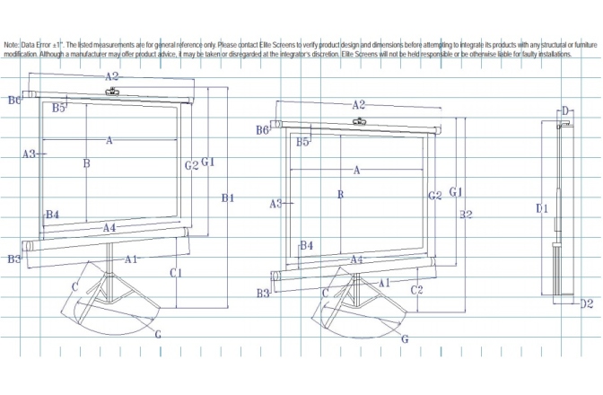 Ecran de proiectie trepied Elitescreens T136NWS1 244cm x 244cm rama alba
