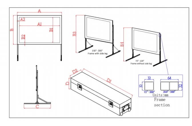 Ecran proiectie de podea Elitescreens 398.5 x 224.2 cm  QuickStand Q180H  Format 16:9