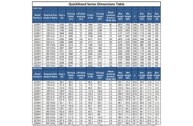 Ecran proiectie de podea Elitescreens 398.5 x 224.2 cm  QuickStand Q180H  Format 16:9