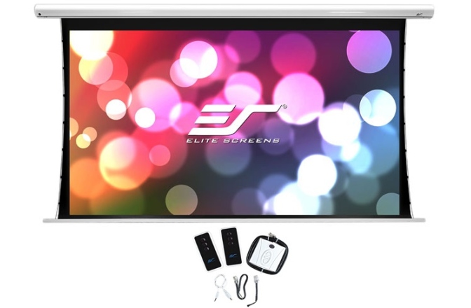 Ecran proiectie electric cu montare pe perete sau tavan Elitescreens Saker SKT110XHW-E12