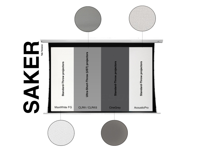 Elitescreens Ecran proiectie electric, 299 x 168 cm, Tensionat, Saker SKT135UHW2-E24, Format 16:9, Drop 60cm, Trigger