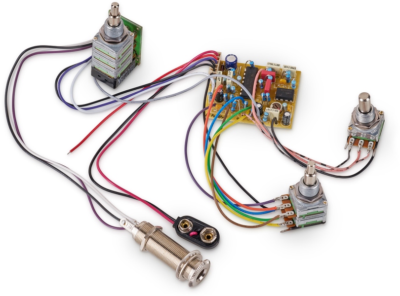 MEC Pickups 60023-09 - Active BEC 3 Electronics For Active Pickups - 9V - (Vol+Bal PP / T+B / M)