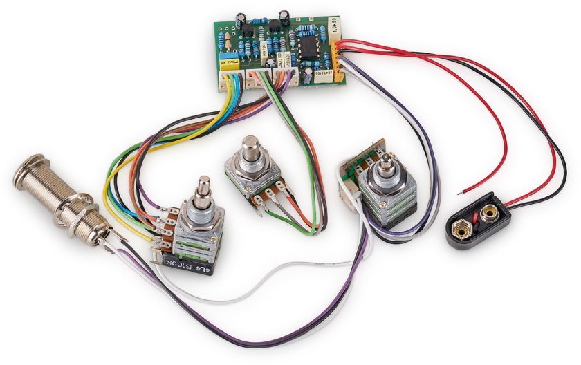 MEC Pickups 60057 - Active EQ2 Electronics For Active Pickups (Vol+Bal PP / T+B PP / M)
