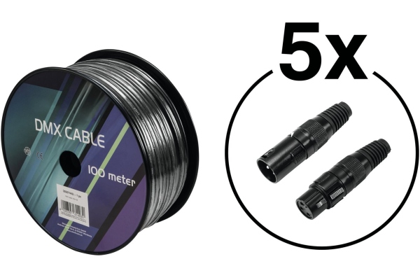 Set cablu DMX 2x0.22 100m sw + 10 conectori Set cablu DMX 2x0.22 100m sw + 10 conectori