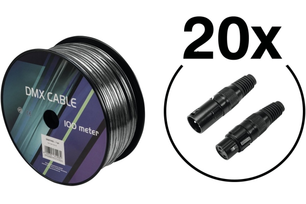 Set cablu DMX 2x0,22 100m sw + 40 conectori Set cablu DMX 2x0,22 100m sw + 40 conectori