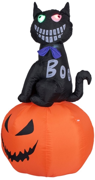 Europalms Halloween Inflatable Figure Cat with Pumpkin, 183cm