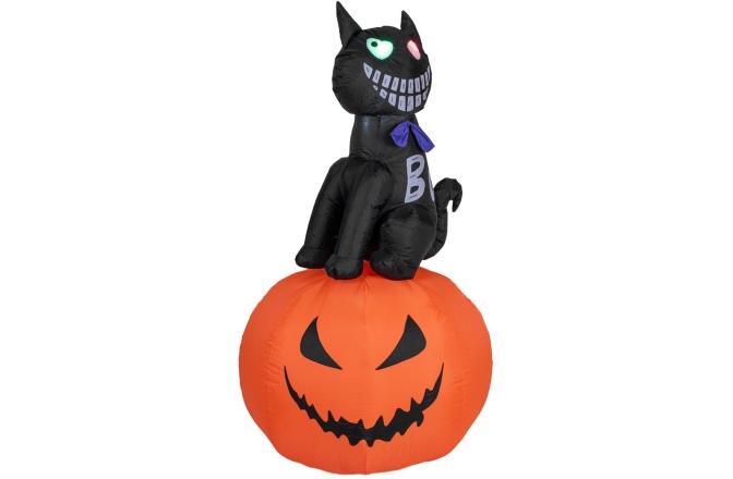 Figurină gonflabilă Europalms Halloween Inflatable Figure Cat with Pumpkin, 183cm