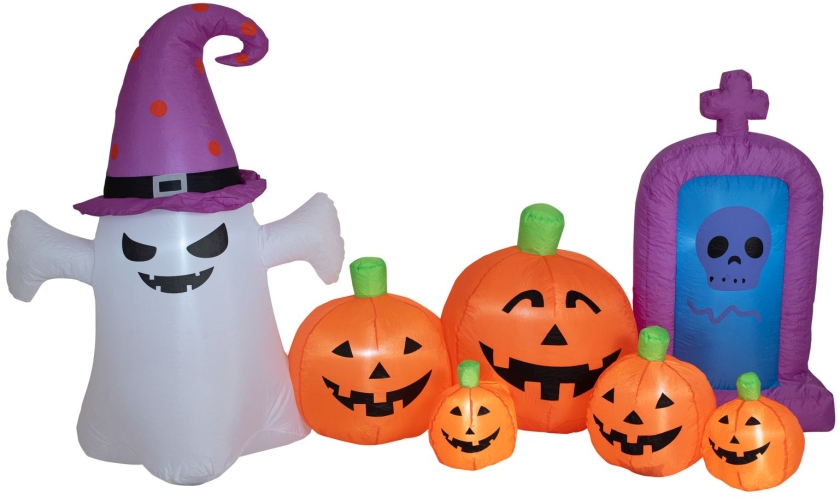 Europalms Halloween Inflatable Figure Ghost with Pumpkin, animated, 244cm