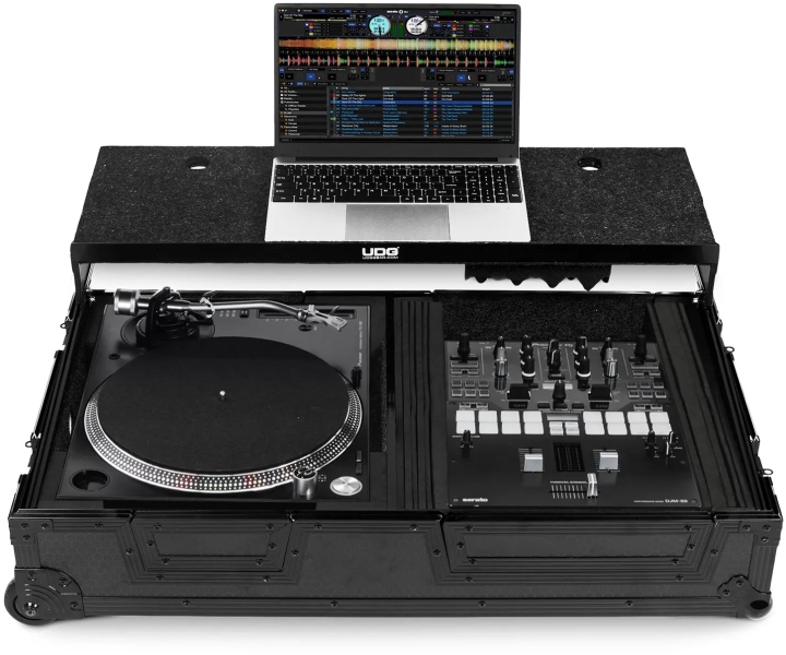 UDG Ultimate Flight Case Turntable & MIxer - Laptop Shelf, + Trolley & Wheels
