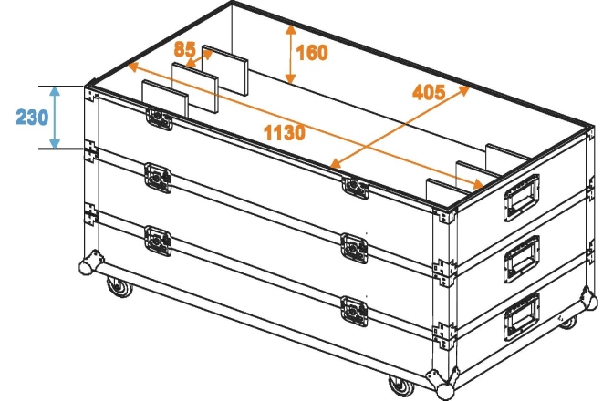 Flightcase PRO pentru 12 x bări LED Roadinger Flightcase 12x LED Bar Size L