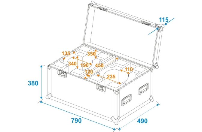 Flightcase PRO pentru 2 x  Eurolite LED TMH-X7 Roadinger Flightcase 2x LED TMH-X7 Moving head