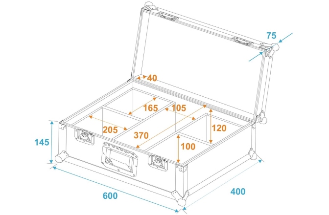 Flightcase PRO pentru 4 x LED IP PAR  Roadinger Flightcase 4x LED IP PAR 3x12W HCL