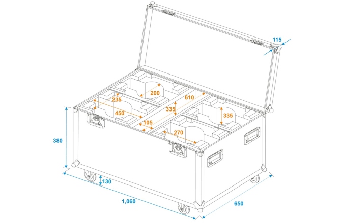 Flightcase PRO pentru 4 xEurolite LED TMH-X7 Roadinger Flightcase 4x LED TMH-X7 Moving head