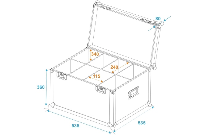 Flightcase PRO pentru 8 x spoturi SLS Roadinger Flightcase 8x SLS Size M
