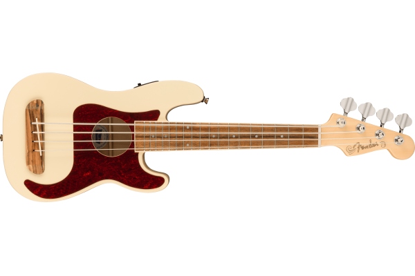 Fender Fullerton Precision Bass Uke Walnut Fingerboard, Tortoiseshell Pickguard, Olympic White