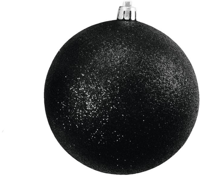 Europalms Deco Ball 10cm, black, glitter 4x