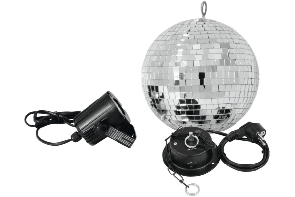 Mirror Ball Set 20cm with LED Spot