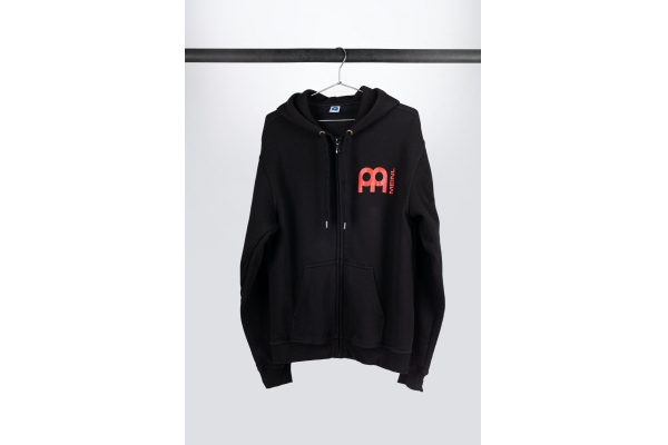 Black Hooded Jacket With White Metal-Fork Logo On Back Black Hooded Jacket With White Metal-Fork Logo On Back