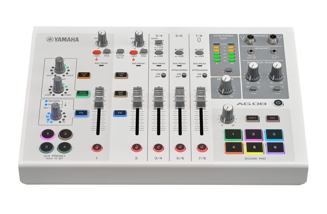 Interfață Audio și mixer Yamaha AG08 White