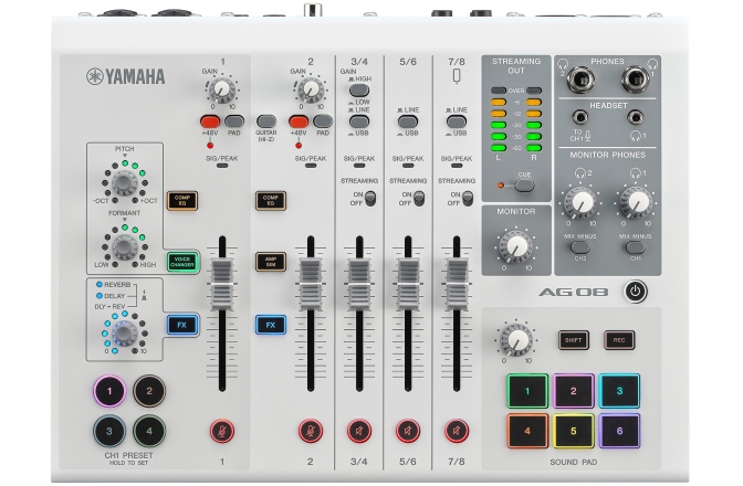 Interfață Audio și mixer Yamaha AG08 White