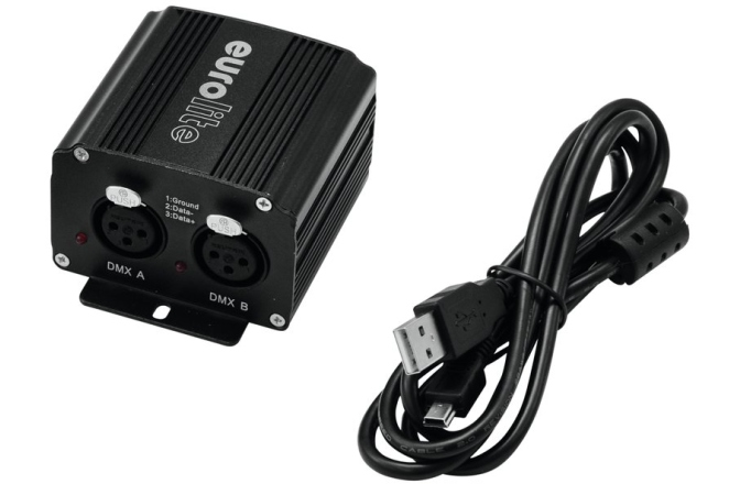 Interfață USB pentru 2 universuri DMX Eurolite USB Interface 2x512 DMX/Artnet incl. 64x DMX512 Control Software