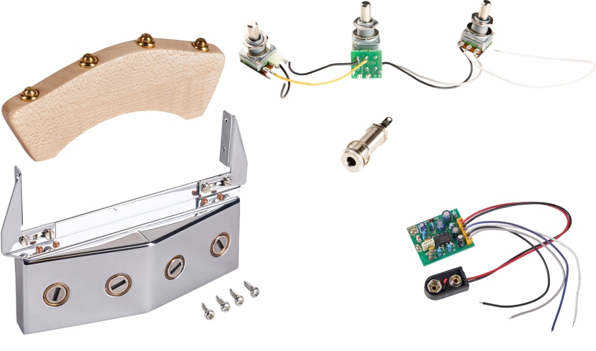 MEC Pickups 60089-4 - Complete Active Electronics & Pickup Set (Magnetic & Piezo) For Warwick Triumph Bass, 4-String