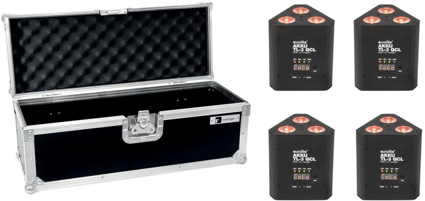 Eurolite Set 4x AKKU TL-3 QCL RGB+UV Trusslight + Case