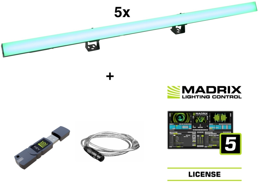 Eurolite Set 5x LED PR-100/32 Pixel DMX Rail + Madrix Software